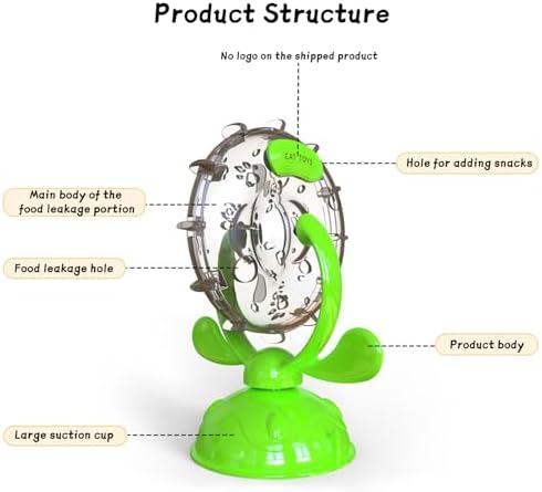 KAYNO Pet, Cat and Dog Treat Dispenser Toy, 360° Rotating Ferris Wheel Pet Treat Dispenser Toy, Pet Indoor Interactive Puzzle Toy. (Green)