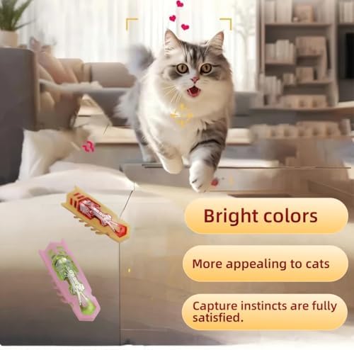 Interactive Cat Toy, 2 Pack Colorful Electric Vibrating Beetle, Self-Righting Automatic Crawl Toy, Bite Resistant Safe Pet Toy, Works On Carpet, Multi Cat Indoor Hunting Exercise Toy