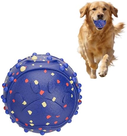 Dog Balls with Bell, Indestructible Dog Toy Ball for Aggressive Chewers, Durable High Elasticity Interactive Ball for Training Dog Catch and Fetch, Large Medium Small Dog (3in, Blue)