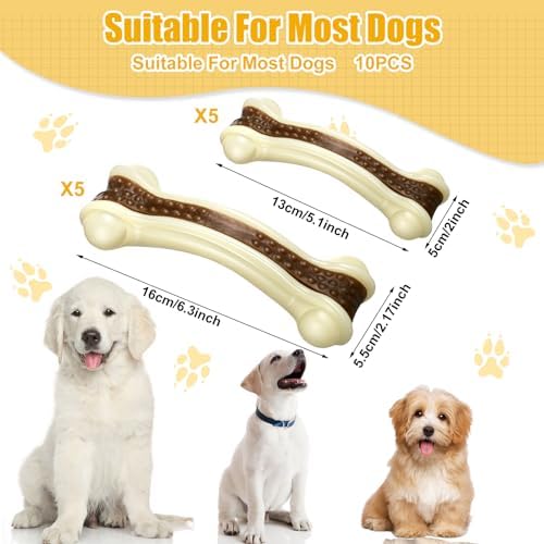 10 Pcs Dog Chew Toys for Aggressive Chewers, 5.1 x 2 Inch, 6.3 x 2.17 Inch