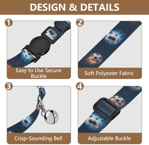 Cool Soccer Blue Kitten Collars 2 Pack Collars for Puppies Adjustable Length 10.6" to 17.1"