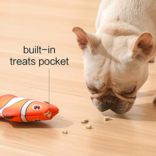 Petgravity Electric Moving Dog Fish Toy 2 Pack with Updated Motor Realistic Flopping Fish Oxford Cloth Interactive Dog Toys Pet Toys for Small Dogs (with a Washable Spare Cover)
