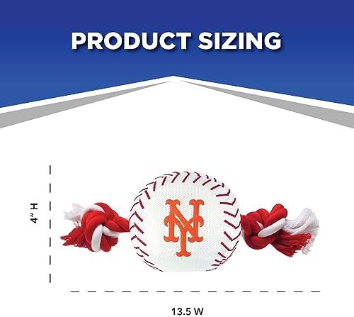 Pets First Baseball Rope Toy for DOGS & CATS. Tough nylon, Sporty Baseball Design, Heavy-duty ropes with Inner SQUEAKER