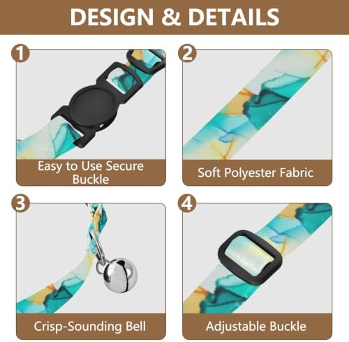 Watercolor Fluid Marble Metal Bell Included Cat Collars 2 Pack Lightweight Pet Collar for Cats and Dogs