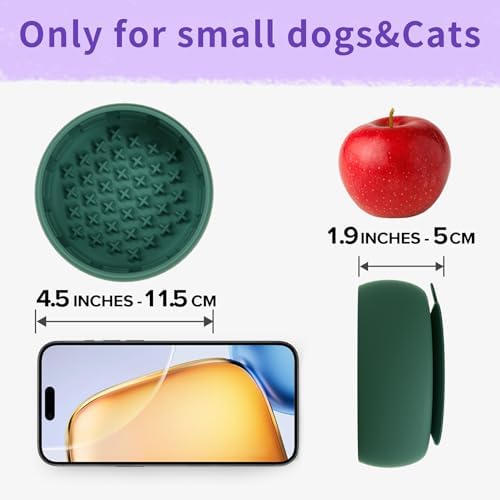 Deep Green Slow Feeder Dog Bowl for Large Breed & Puppies - Prevents Bloat & Improves Digestion - Non-Slip Dog Puzzle Toy with Suction, Made of Food-Grade Silicone(Only for Small Dogs)