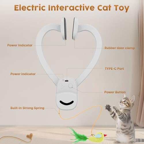 Interactive Cat Toys for Indoor Cats, Clip-On Automatic Flying Bird