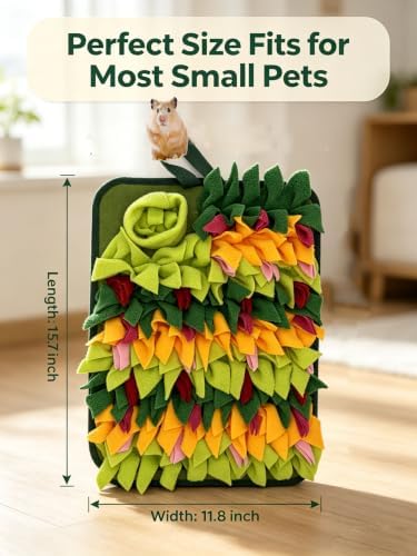 Rabbit Snuffle Mat,Hamsters Foraging Mat for Small Animals Bunny Puzzle Toys Pets Interactive Feeding Mat for Guinea Pigs Hedgehog Chinchilla Puppies (Green)