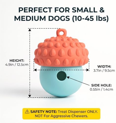 Dog Toy Treat Dispenser, Slow Feeder Puzzle (Reddish Blue) | 2-in-1 slow feeder & freezable lick toy. Twist-open 2-piece easy clean. Food-grade silicone for small & medium dogs.