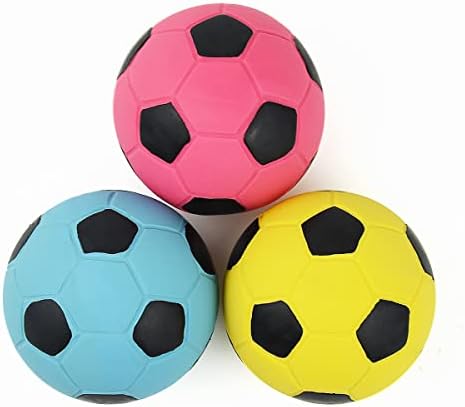 Squeaky Dog Ball, Soft Latex Rubber Squeaky Dog Toys for Small Dogs Puppies, Cute Bounce Squeak Toys Play Fetch Soccer Ball