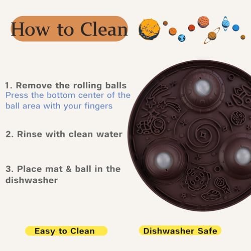 PEDAY Nonslip Silicone Dog Slow Feeder Lick Mat with Rolling Balls