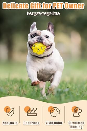 Moonorange 1.96'' Dog Balls for Dogs Aggressive Chewers Indestructible Tennis Durable Bouncy Interactive Dog Toy Balls for Fetch Game Floating Training(Yellow Small)