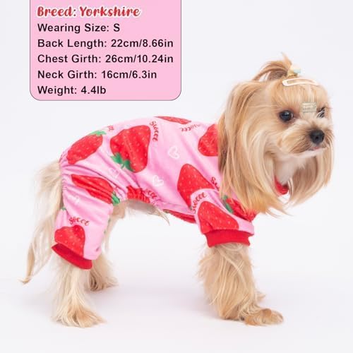 4 Pack Dog Pajamas Soft Lightweight Dog Recovery Suit Onesie Clothes for Small Medium Large Female Pet Boys Girls Dogs CatsS (Back: 7",Chest: 11.8", 2.5-5lbs)