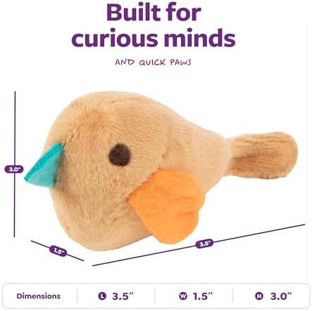 SmartyKat Chickadee Chirp Electronic Sound Cat Toy, Contains Catnip, Battery Powered - Light Brown, One Size