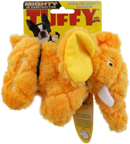 MIGHTY Tuffy Orange Elephant Ultra Durable Plush Dog Toy