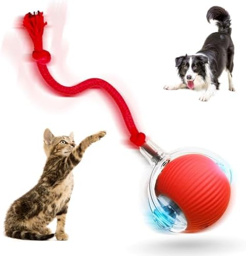 Jiexily Interactive Cat Toys Balls for Indoor Cats, 2025 New Motion Activated Cat Balls with 360° Smart Automatic Rolling Moving for Bored Kitten Pet Cats Dogs (Red)