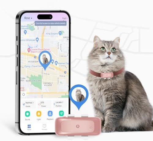 SEEWORLD Cat Tracker GPS Tracker for Dogs Cats Real-Time Location Tracker Virtual Fence 180 Days Location History 4G Dog Tracker for 6.5lbs+ Pets, Subscription Required