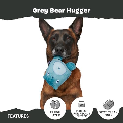 BarkBox Grey Bear Hugger Super Chewer Plush Toy