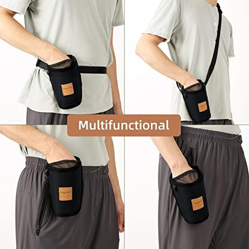 Dog Treat Training Pouch 3 Ways to Wear Elastic Leak-Proof Food Mesh Design Built-in Poop Bag Dispenser Adjustable Multifunctional Shoulder/Waist Bag for Pet Walking and Travel（Black）