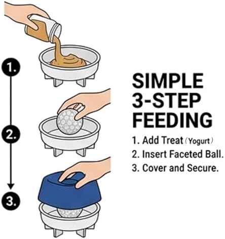 Slow Feeder Dog Bowl for Liquid & Wet Food with Rolling Ball