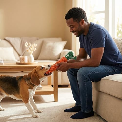 Dog chew Toys for Aggressive chewers, Durable Carrot Dog Toys, Sturdy Tooth Cleaning Dog Toys for Medium and Small Dogs, Interactive Dog chew Toys for Boredom Relief and Training