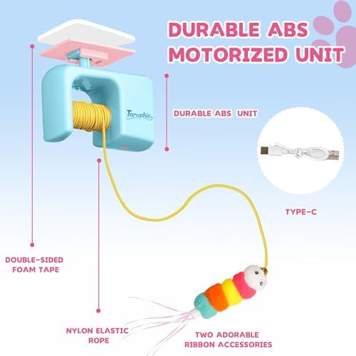 Interactive Cat Toy for Indoor Cat, Automatic Door Hanging Cat Toy with Detachable Design, Kitten Toys for Indoor Cats Self Play, 3.27 * 1.69 * 2.76Inch (Sky Blue)