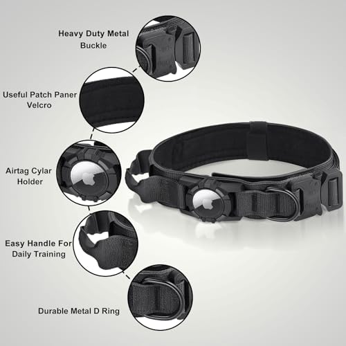 Upgraded Airtag Dog Collar Waterproof, Adjustable GPS Training Nylon