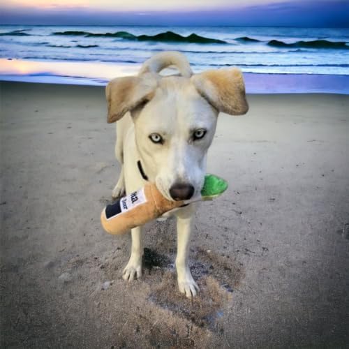 Glow Pups Plush Beer Dog Toy, Squeaky Dog Toy for Interactive Play with Soft Plush Material & Durable Construction, Alcohol Parody, 9 inch, Multicolor