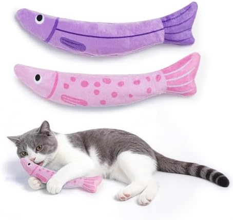 Catnip Toys, [9000mg] Extra Large Cat Toys for Indoor Cats, 100% Natural North American Catnip Floppy Fish, Crinkle Sound, Soft Cotton-Free Surface for Chewing, Teething & Kicking