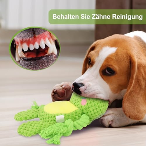 Dog Toys, Dog Squeaker Toys with Crinkle Paper(Green Frog)