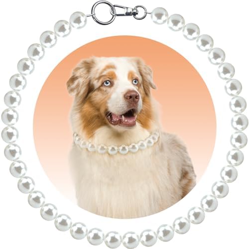 Chunky Pearl Dog Necklace (Beads 20mm),Elegant Classic Super Big Pearl Collar Necklace Accessories for Medium Large Dogs Occasions and Gatherings (White, M(Neck Girth15.7''-17.5''))