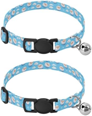 Cute White Sheep Adjustable Buckle Kitten Collar 2 Pack Adjustable Pet Collar
