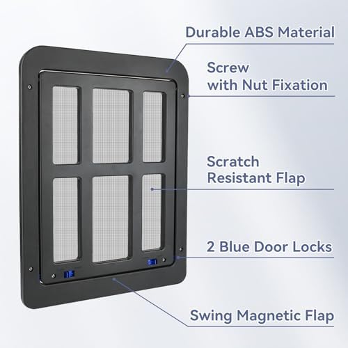 Namsan Dog Door for Screen Door, Passage 11.2 x 14.4 inches, Doggy Door for Sliding Door, Pet Screen Window, Magnetic Flap Auto Closing, Screen Door with Doggie Door Built in, Lockable, Black