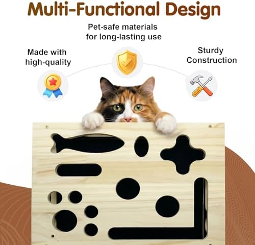 2026 NEW Cat Nail File Scratcher, Cat Scratch Puzzle Enrichment Box with Sandpaper for Cat Claw Care, Stress-Free Trimming Nails, Puzzle Feeder Cat Toys Interactive for Indoor Cats (No Bell Balls)