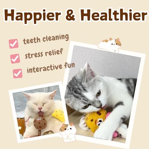 CECE PAW 4 Pack Catnip & Silvervine Lollipops, Cat Chew Toy for Kitten Teething, Interactive Cat Toy for Bored Indoor Cats, Cat Kicker Toy