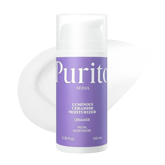 PURITO Luminous Ceramide Moisturizer | Five-Ceramide Barrier Recovery Cream for Dry & Sensitive Skin | Hydration Lock, Soothing Care, Vegan & Cruelty-Free | Korean Skincare, 100mL / 3.38 fl.oz