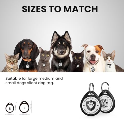 3 Pack QR Code Dog Tags Personalized for Pets, Anti-Lost, Black