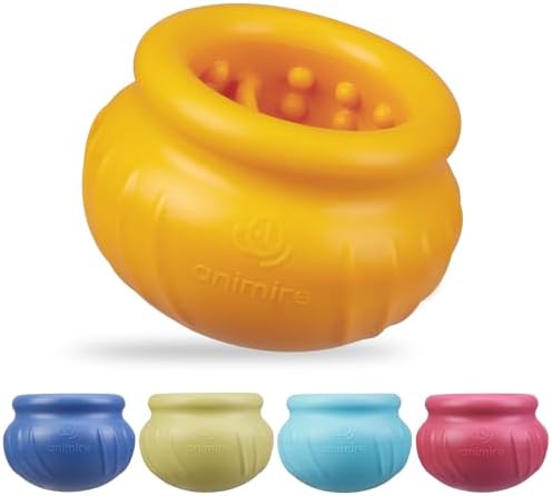 Wobbly Dog Enrichment Lick Toy, Stuffable Frozen Lick Bowl to Keep Dogs Busy, Long-Lasting Interactive Treat Dispensing Dog Toy, Silicone Fetch Catch Chew Toy(Orange,M)