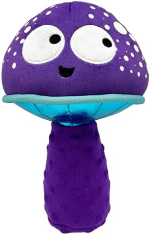 Huxley & Kent for Dogs | Mellow Mushroom (Small) | Funny Dog Toy | Power Plush Dog Toy with Squeaker | Dog Gift | Fun, Durable | H&K Squeaky Dog Toy, Purple, Blue