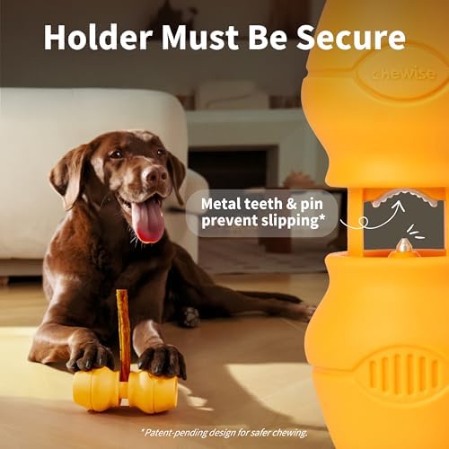 PetClan Chewise Bully Stick Holder for Dogs, Metal Teeth Dog Chew Holder