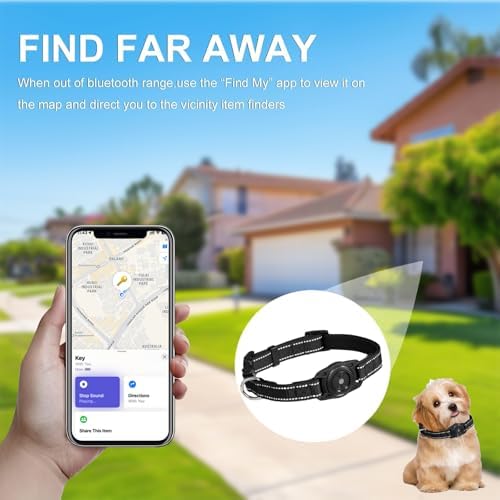 Tracking Collar for Dogs Waterproof Adjustable Air Tag Dog Collar Holder, Comfortable Dog Collars for Small Medium Large Dogs (Black, S)