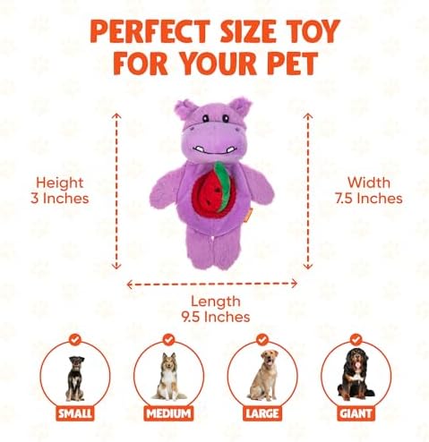 Snackerz Plush Dog Toy - Ruff Guard Technology - Large Squeaker & Hidden Fruit with Squeaker for Burrowing Fun and Interactive Play - Squeaky Dog Toys Suitable for All Breeds