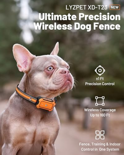 Precise Wireless Dog Fence ±1 Ft Boundary Control, 3-in-1