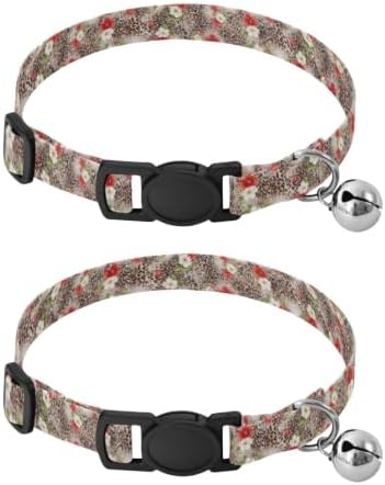 Animal Prints Leopard Cat Collars 2 Pack Cat Neck Collar Adjustable 10.6 to 17.1 Inches