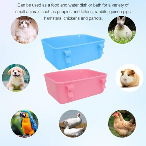6 Pack Feeder (Blue, Pink), Hanging Feeder,Food and Water Container, Bath Water Bowl Universal for Birds Hamsters Mice Rats Rabbit Guinea Pig Small Pets (S) (M)