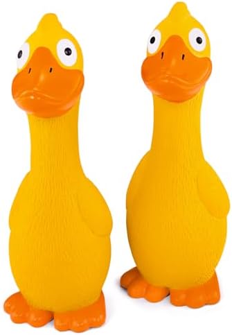CHIWAVA 2PCS 7.9" Squeak Latex Dog Toys Yellow Duck for Small Medium Dogs