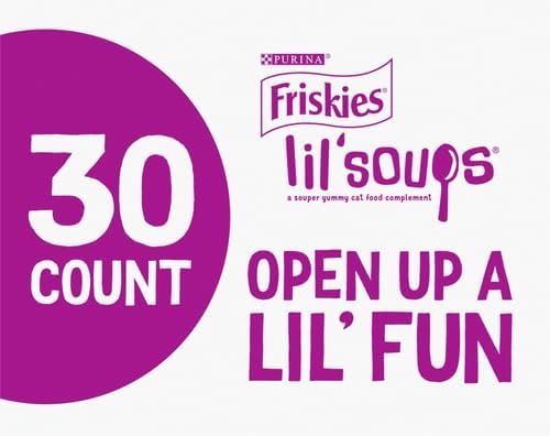 Friskies Purina Grain Free Wet Cat Food Lickable Cat Treats Variety Pack,Lil' Soups with Salmon,Tuna or Shrimp - 1.2 oz. Cups,(Pack of 60)