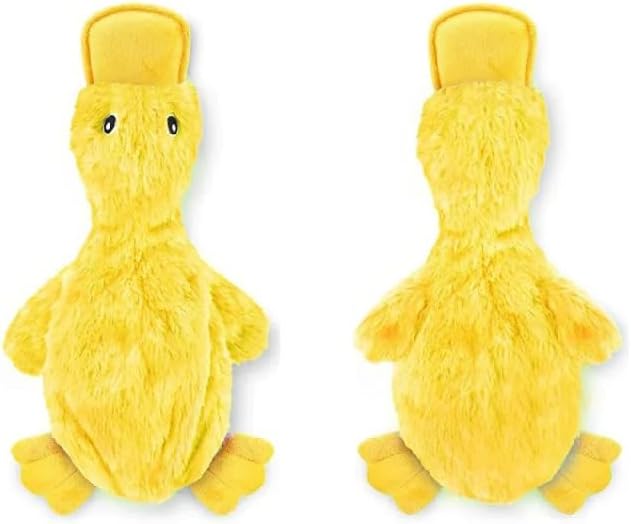 Squeaky Duck Dog Toy, No Stuffing Crinkle Plush Dog Toys for Small Medium Large Dogs, Interactive Durable Chew Toy for Puppies, (Crinkle Duck (Yellow))