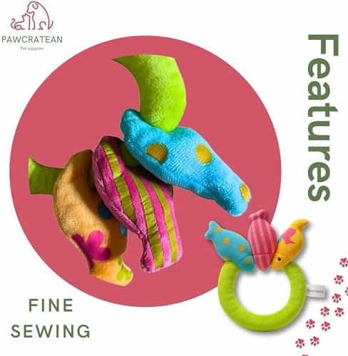 7" Squeaky Plush Toy for Puppies Small Dogs Self Etertainment Washable Soft Made [PET ONLY] (Fish Ring)