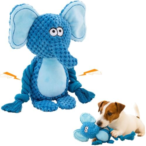 Plush Elephant Dog Toy, Squeaky Interactive Tug Toy for Small Medium Dogs