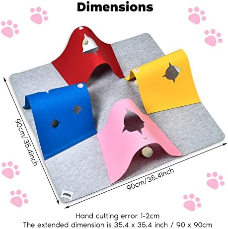 4-Way Cat Tunnels for Indoor Cats, Interactive Toys with Plush Ball